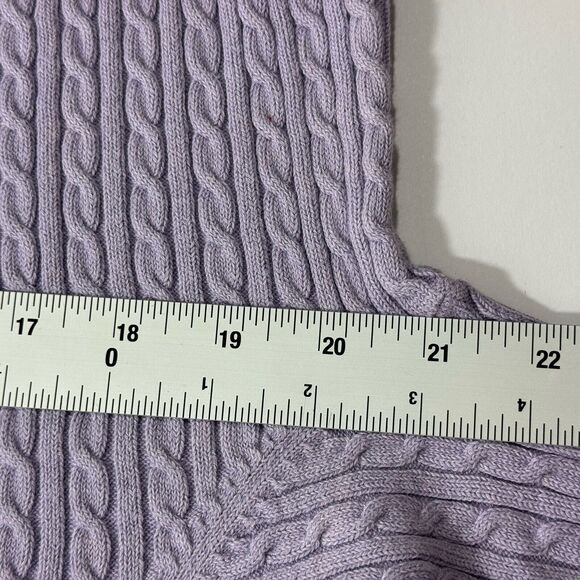 Woman's Anne Klein Sport Cable-Knit Purple Luxury Ribbed Turtleneck Pullover 2XL - Picture 8 of 9
